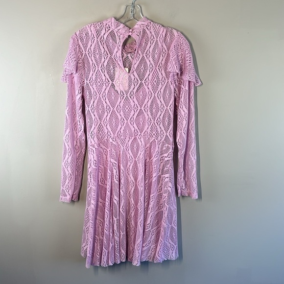 NWT Free People Coquette Mock Neck Long Sleeve Wisteria Lace Dress Size Large - Picture 3 of 16